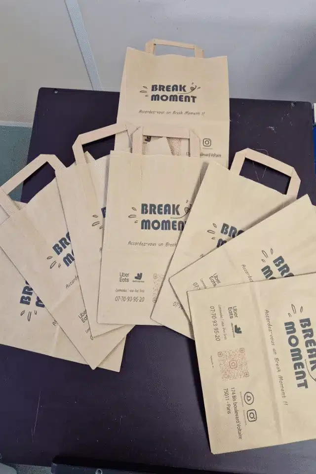 Sac kraft poignée plate fournisseur en gros